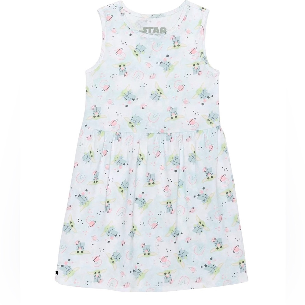 NWT Star Wars Mandalorian Toddler Girls Sweet Sleeveless Dress White Size 4